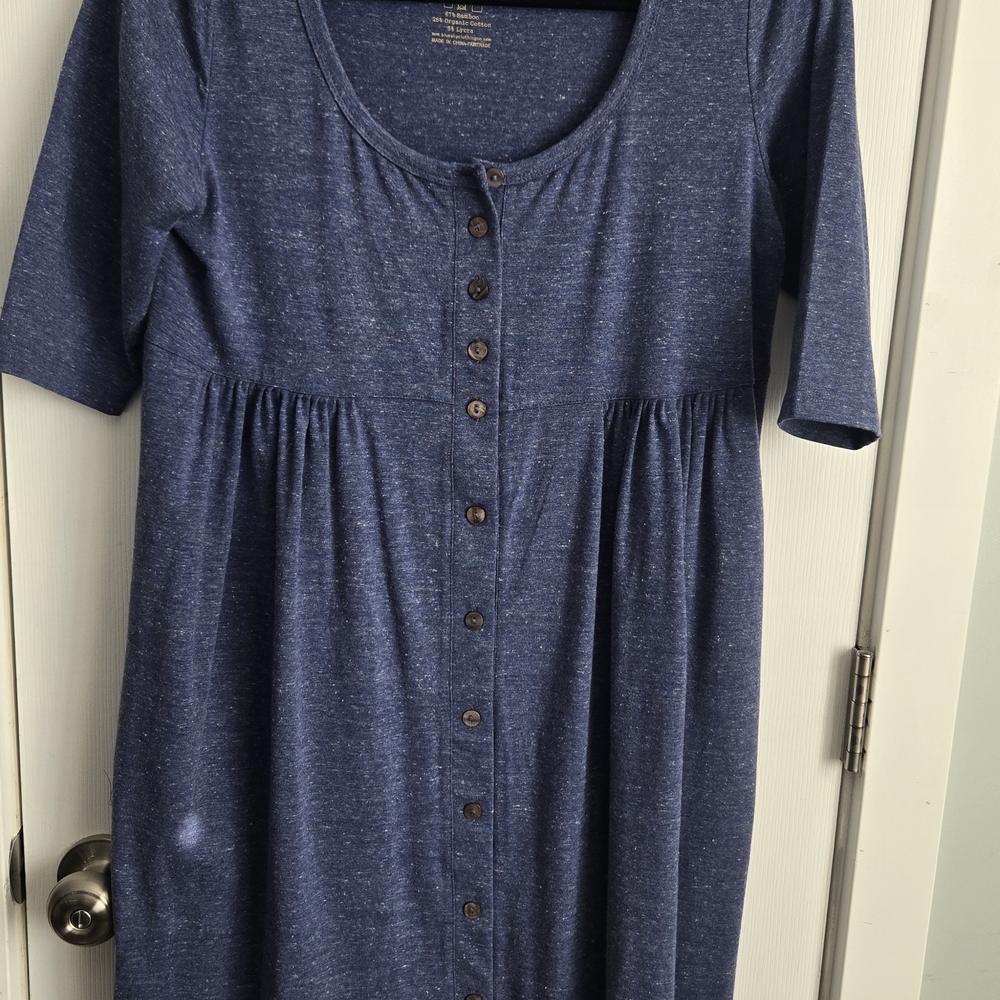 Chic Blue Button-Front Midi Dress